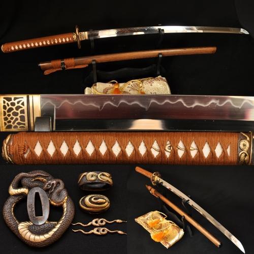 41" Clay Tempered Blade Python Tsuba Hualee Saya Katana Sword