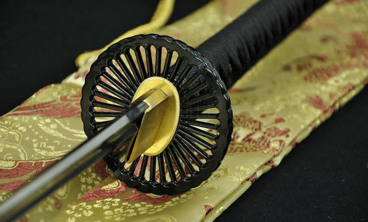 Japanese Samurai Sword Hand Forged Katana Wheel Tsuba Full Tang Blade