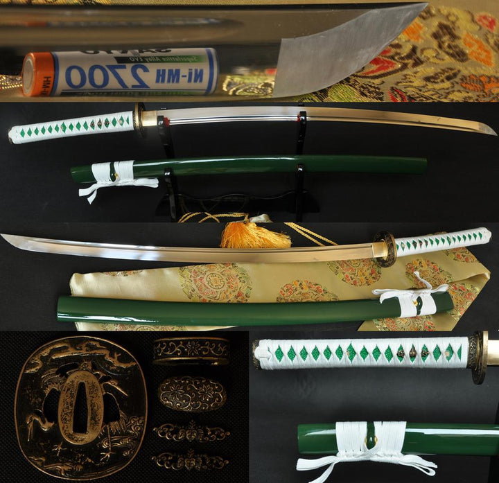 1095 High Carbon Steel Blade Brass Crane Tsuba Japanese Samurai Sword Kanana