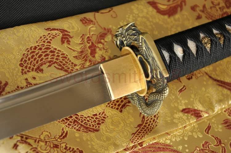 AISI 1060 Steel Full Tang Blade Dragon&Snake Tsuba Katana Sword #205
