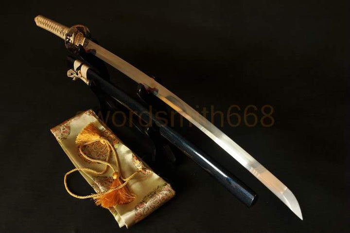 41" Handmade Japanese Samurai Sword Katana Folded Steel Blade Hawk Brass Tsuba