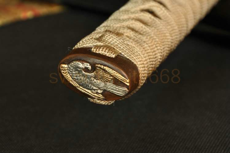 41" Handmade Japanese Samurai Sword Katana Folded Steel Blade Hawk Brass Tsuba