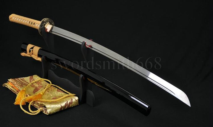 Handmade Japanese Samurai Functional Sword KATANA Folded Steel Blade Crane Tsuba