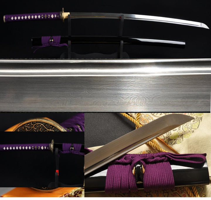 Handmade Japanese Samurai Functional Sword KATANA FoldedSteel Blade Can Cut Tree