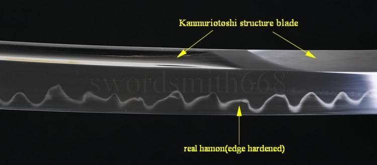 JAPANESE KATANA SWORD Clay Tempered UNOKUBI-ZUKURI Blade SHARP
