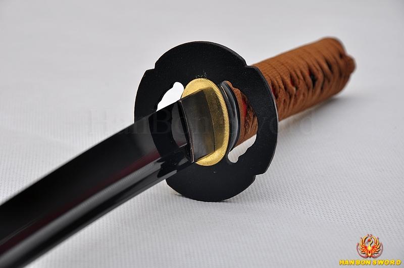 Japanese Samurai Wakizashi Sword Full Tang Balck Blade Sharp Edge