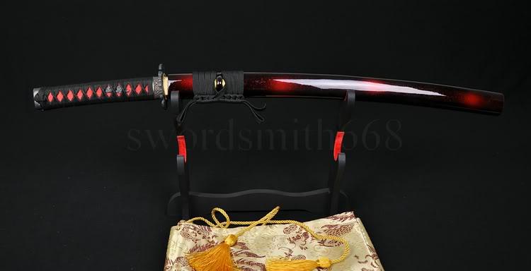 31" Handmade Japanese Samurai Wakizashi Sword Clay Tempered