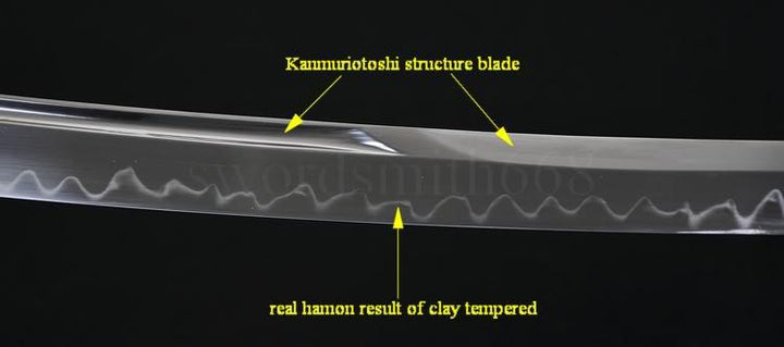 31" Handmade Japanese Samurai Wakizashi Sword Clay Tempered