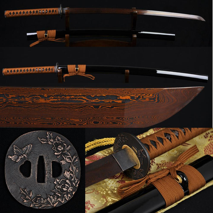 Folded Steel Full Tang Blade Japanese Samurai Katana Authentic Sword