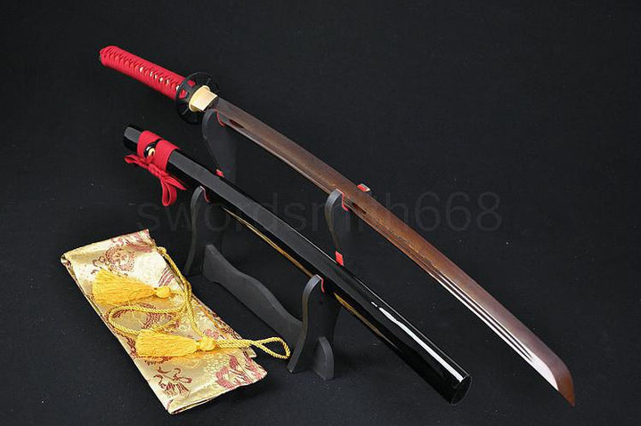 Black&red Steel Full Tang Blade Handmade Japanese Samurai Function Sword Katana