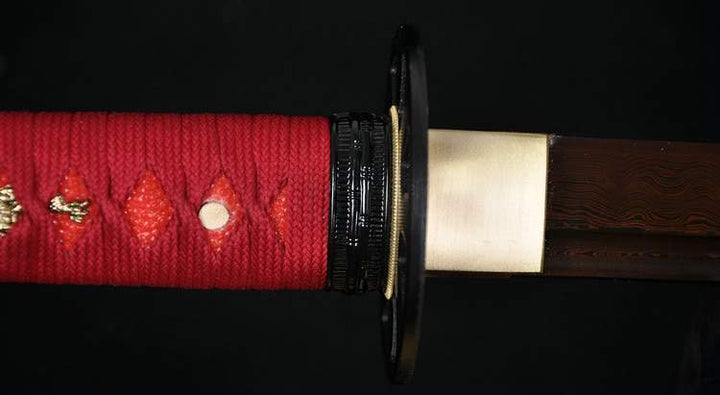 Black&red Steel Full Tang Blade Handmade Japanese Samurai Function Sword Katana