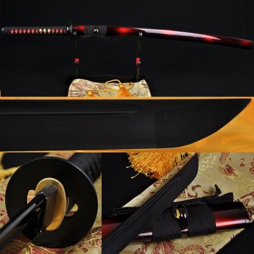 Full Black Steel Full Tang Blade Handmade Japanese Samurai Katana Sword