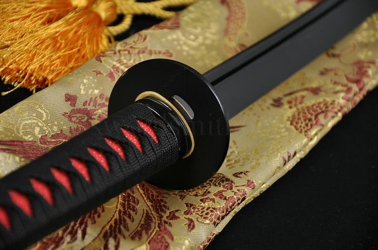 Full Black Steel Full Tang Blade Handmade Japanese Samurai Katana Sword