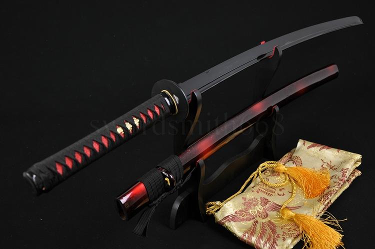 Full Black Steel Full Tang Blade Handmade Japanese Samurai Katana Sword