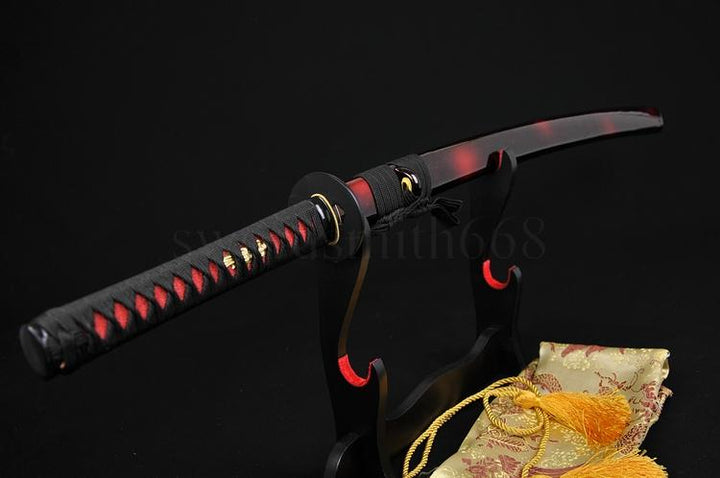 Full Black Steel Full Tang Blade Handmade Japanese Samurai Katana Sword