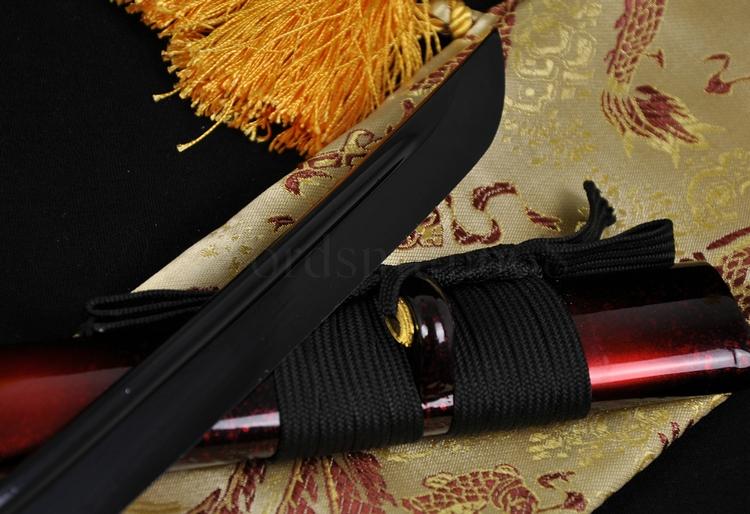 Full Black Steel Full Tang Blade Handmade Japanese Samurai Katana Sword