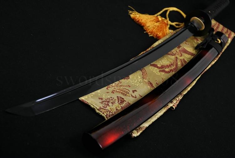 Full Black Steel Full Tang Blade Handmade Japanese Samurai Katana Sword