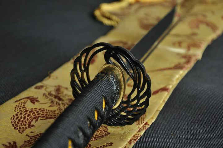 Handmade Aisi 1095 High Carbon Blade Crane Tsuba Japanese Samurai Sword Katana