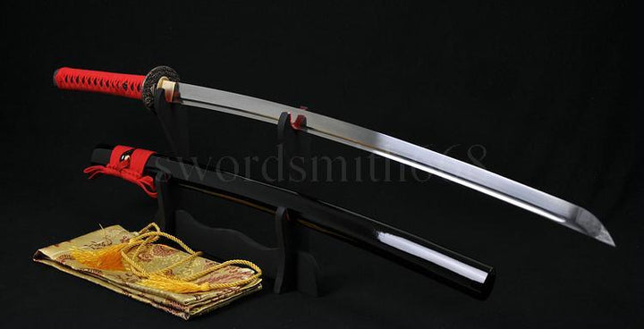 41" Japanese Samurai KATANA Sword Wave Tsuba Folded Steel Blade Can Cut Bamboo