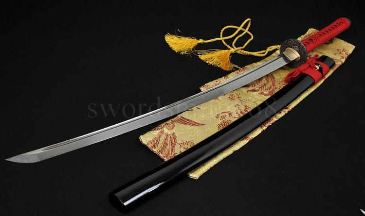 41" Japanese Samurai KATANA Sword Wave Tsuba Folded Steel Blade Can Cut Bamboo