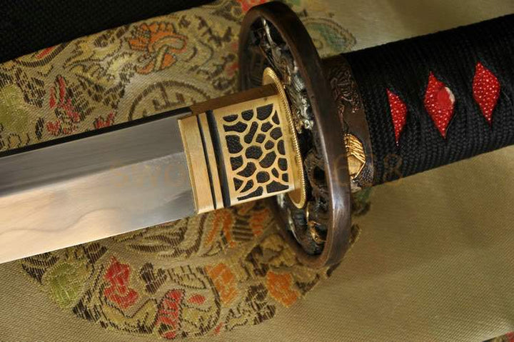 Clay Tempered Folded Steel Japanese Samurai Swords FullTang Blade Handmade Sword Katana