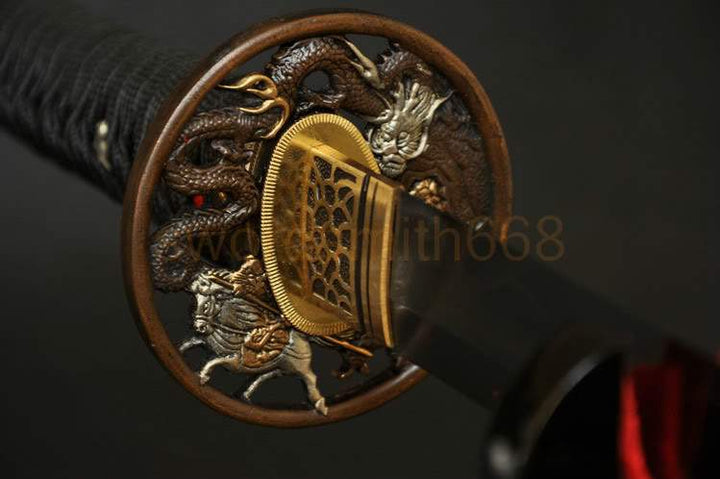 Clay Tempered Folded Steel Japanese Samurai Swords FullTang Blade Handmade Sword Katana