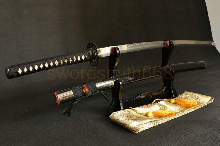 Clay Tempered Folded Steel Full Tang Blade Japanese Sword