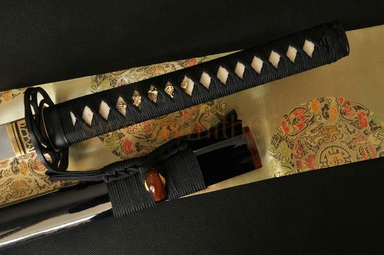 Clay Tempered Folded Steel Full Tang Blade Japanese Sword