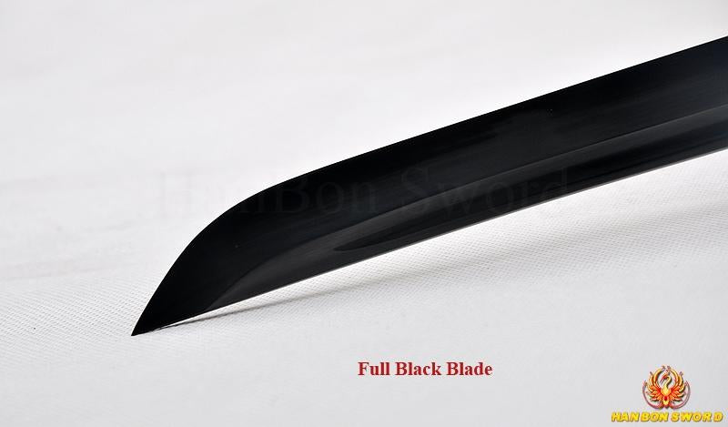 Japanese Samurai Wakizashi Sword Full Tang Balck Blade Sharp Edge