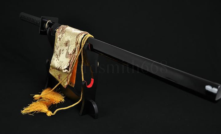 Black Steel Full Tang Blade Handmade Japanese Samurai Ninja Sword