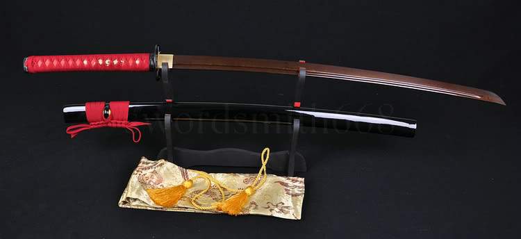 Black&red Steel Full Tang Blade Handmade Japanese Samurai Function Sword Katana