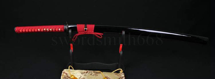 Black&red Steel Full Tang Blade Handmade Japanese Samurai Function Sword Katana