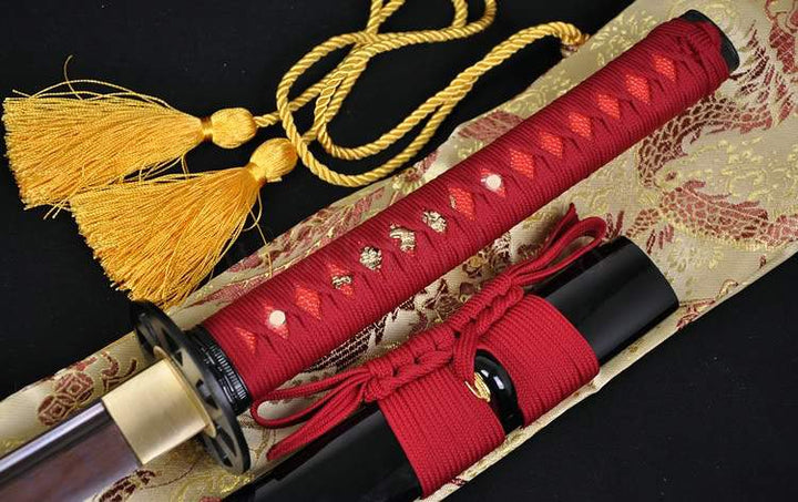 Black&red Steel Full Tang Blade Handmade Japanese Samurai Function Sword Katana